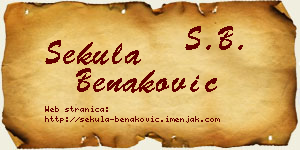 Sekula Benaković vizit kartica